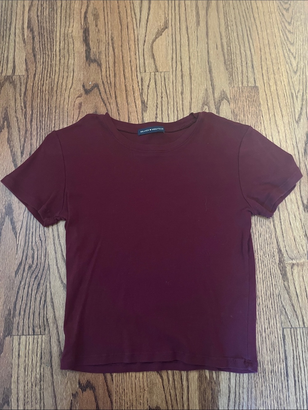 Brandy Melville Burgundy Short Sleeve Crew Tee